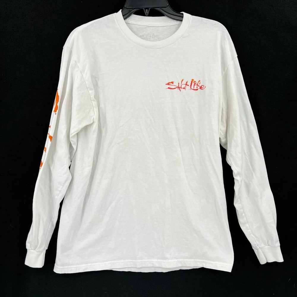 Live The Salt Life Tee Shirt Size Medium White Long Sleeve Adult Sailfish Ocean - Picture 2 of 9
